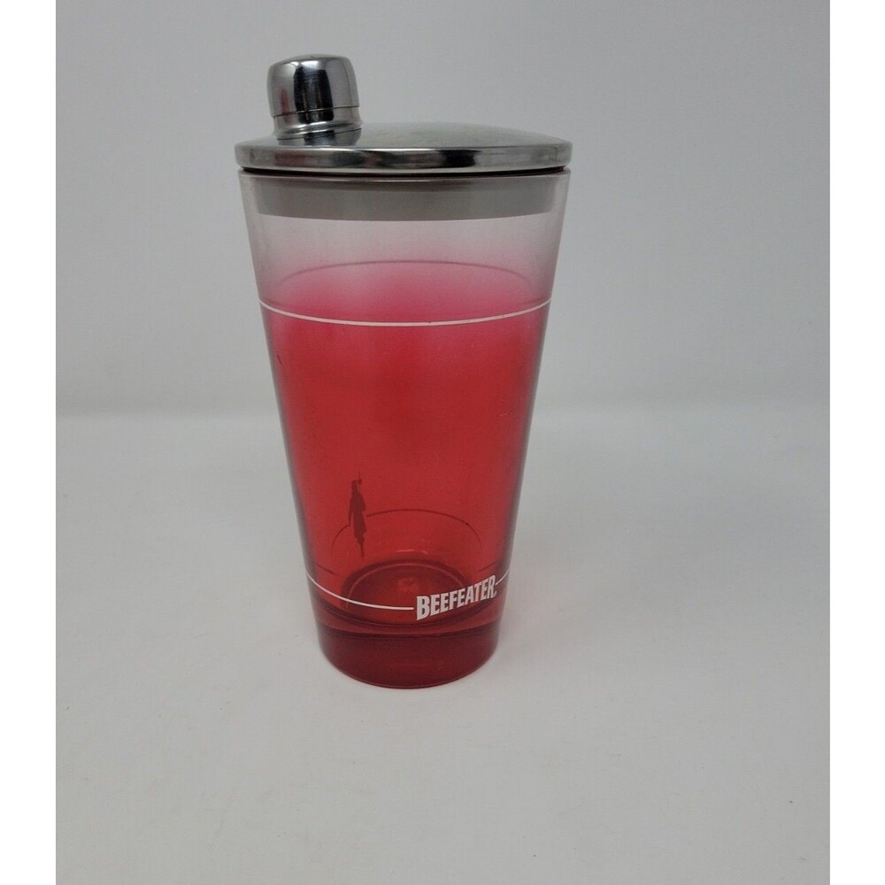 Beefeater Martini Shaker Maker Cocktail Mixer With Lid Red Beer Gin Drink Glass
